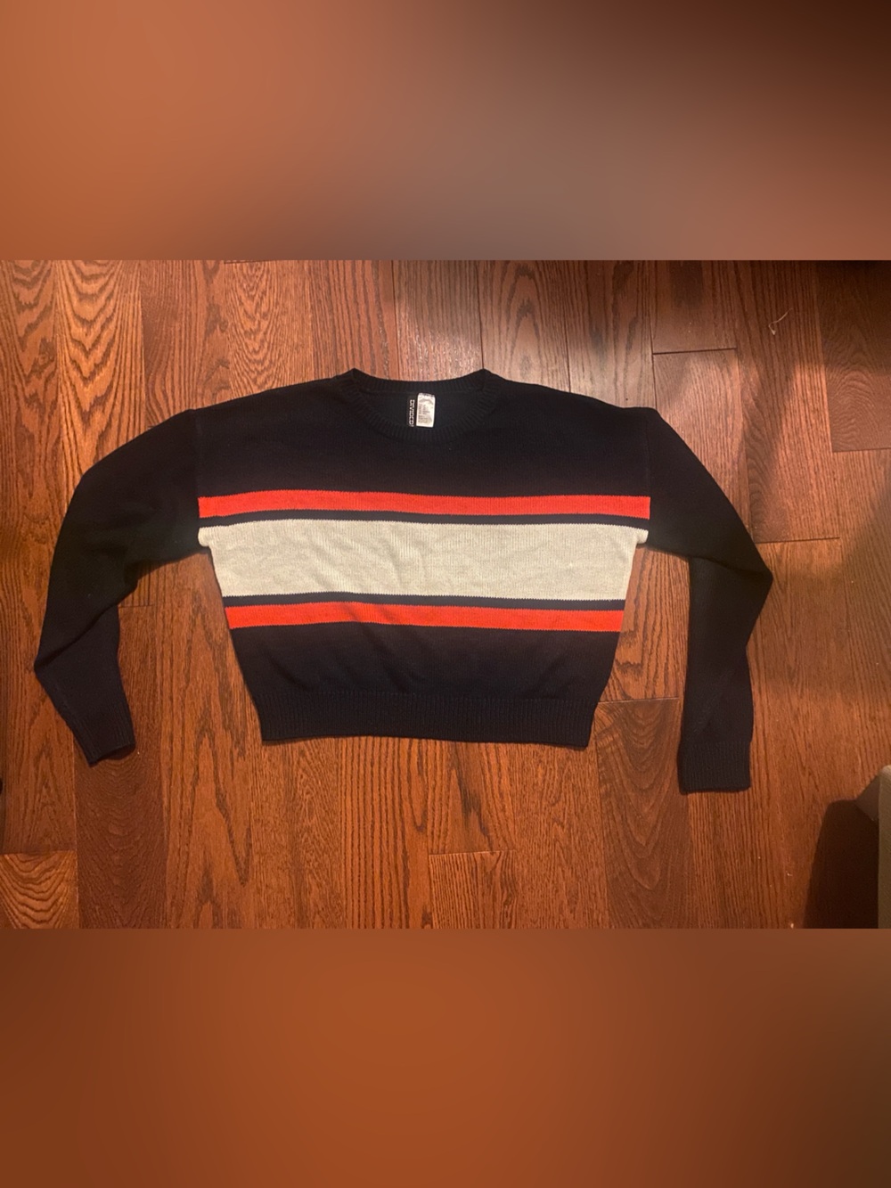 H&M Cropped Knit sweater with Red and White Stripes